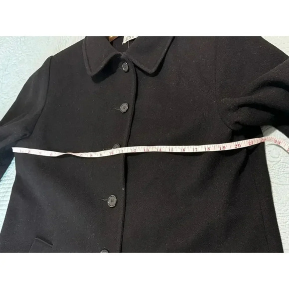 Vintage Made in USA 100% Wool Black Button Front Pea Coat Twee Alfred Dunner 10 - Picture 3 of 8